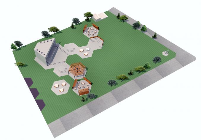 Vue en axonométrie de l'installation