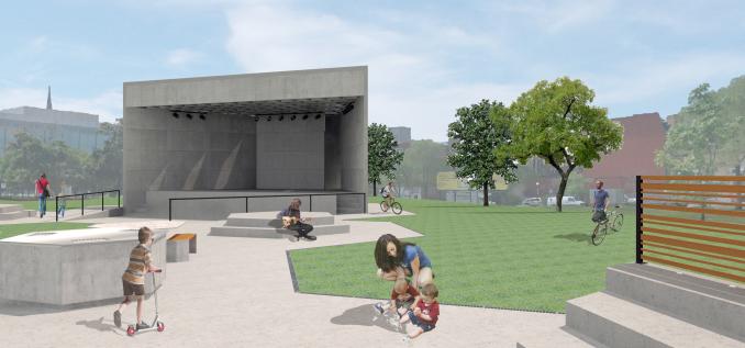 Vue du parcours vers la scène